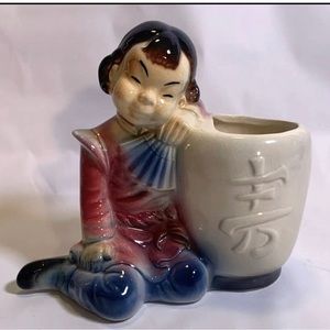 Vintage Royal Copley Oriental Girl Planter